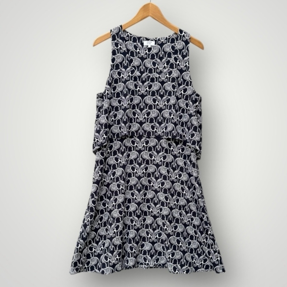 Elegant Black and White Elephant Print Dress